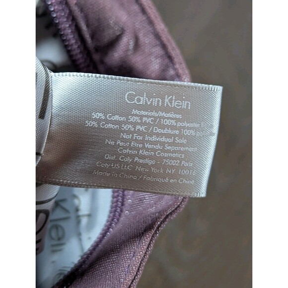 CALVIN KLEIN Messenger Crossbody Bag Metallic Plum Fabric Leather Zip Closure - Picture 8 of 8